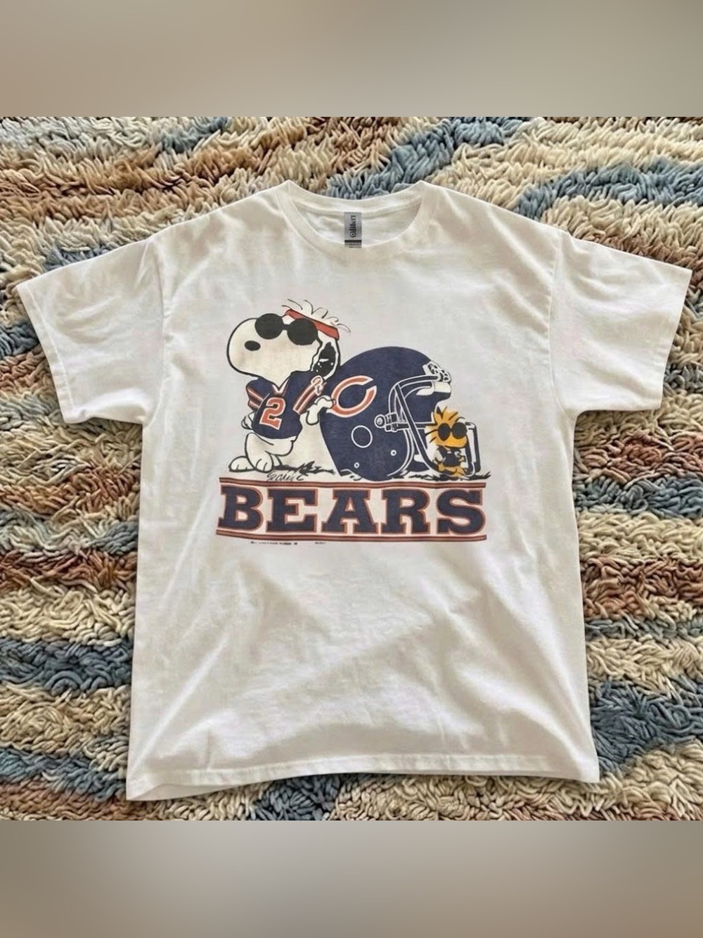 Vintage White Football Bears Graphic Tee